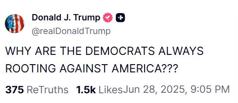 Trump 就民主党立场提出质疑