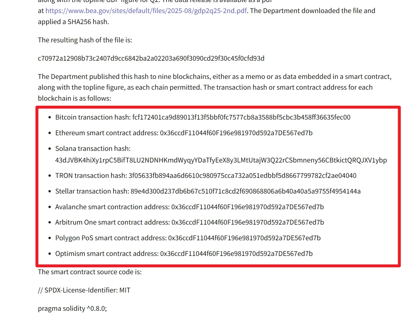 美国商务部与Chainlink公布GDP上链公链名单存显著差异